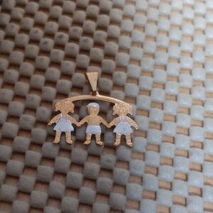 Gold and Silver Family Pendant This Is A Gold Filled VDP charm It  Wont Tarnish